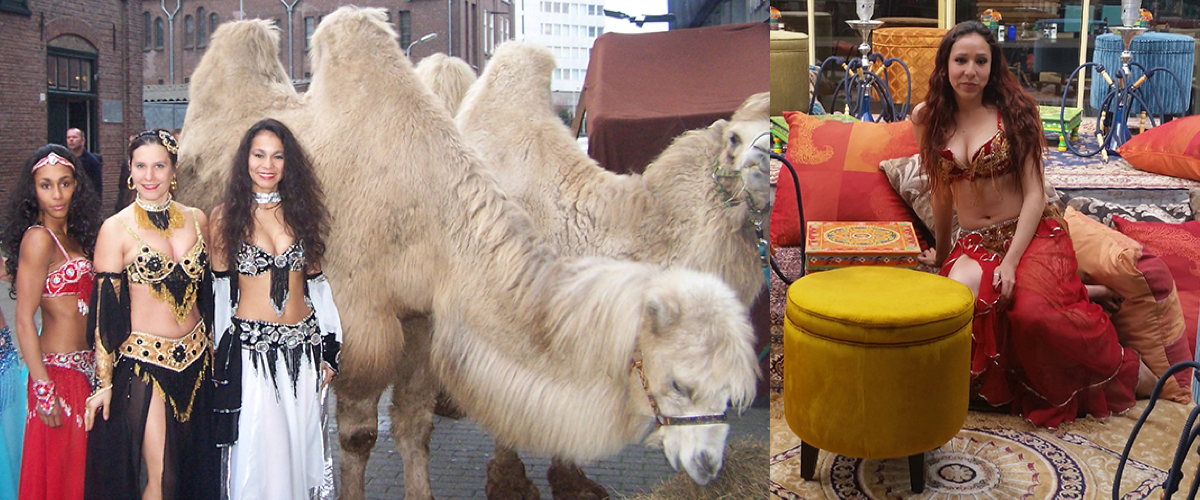 Henna glitter tattoo artiest in aangepaste kleding met decor