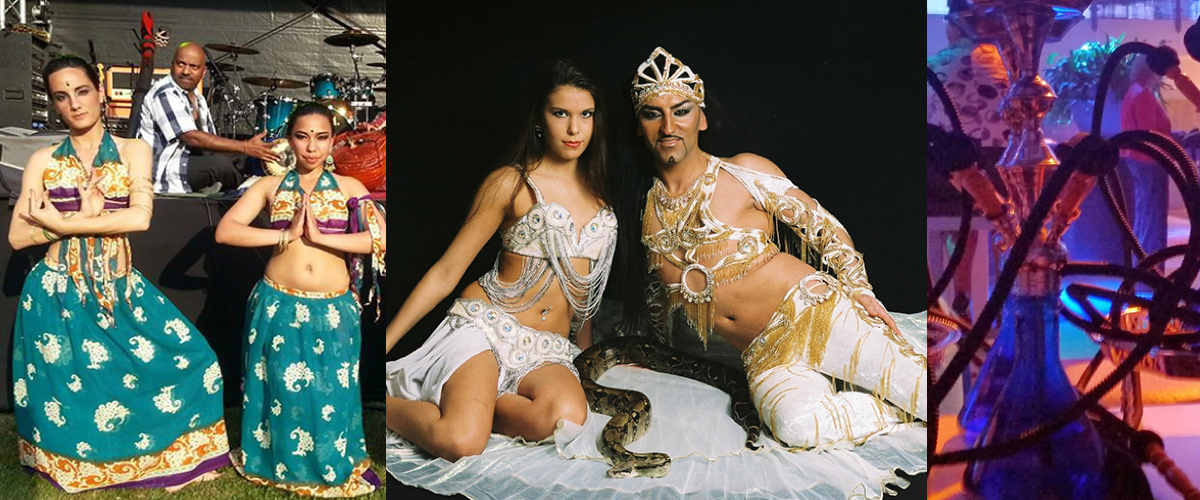 Mooie buikdanseressen vertonen een knap staaltje lenigheid